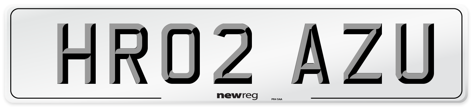 HR02 AZU Number Plate from New Reg